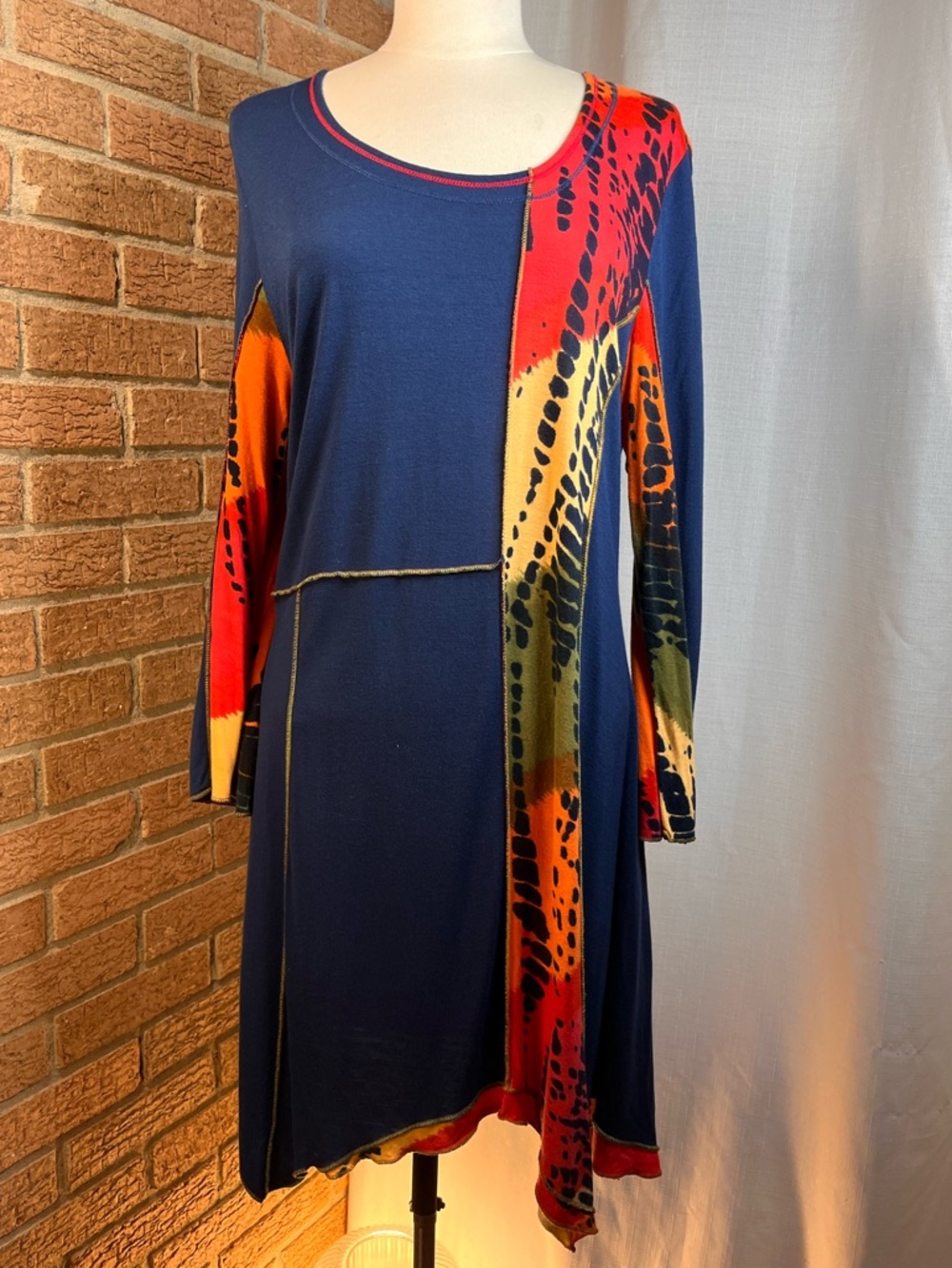 Parsley & Sage Boho Patchwork Dress Size Large Artsy Asymmetrical Tunic